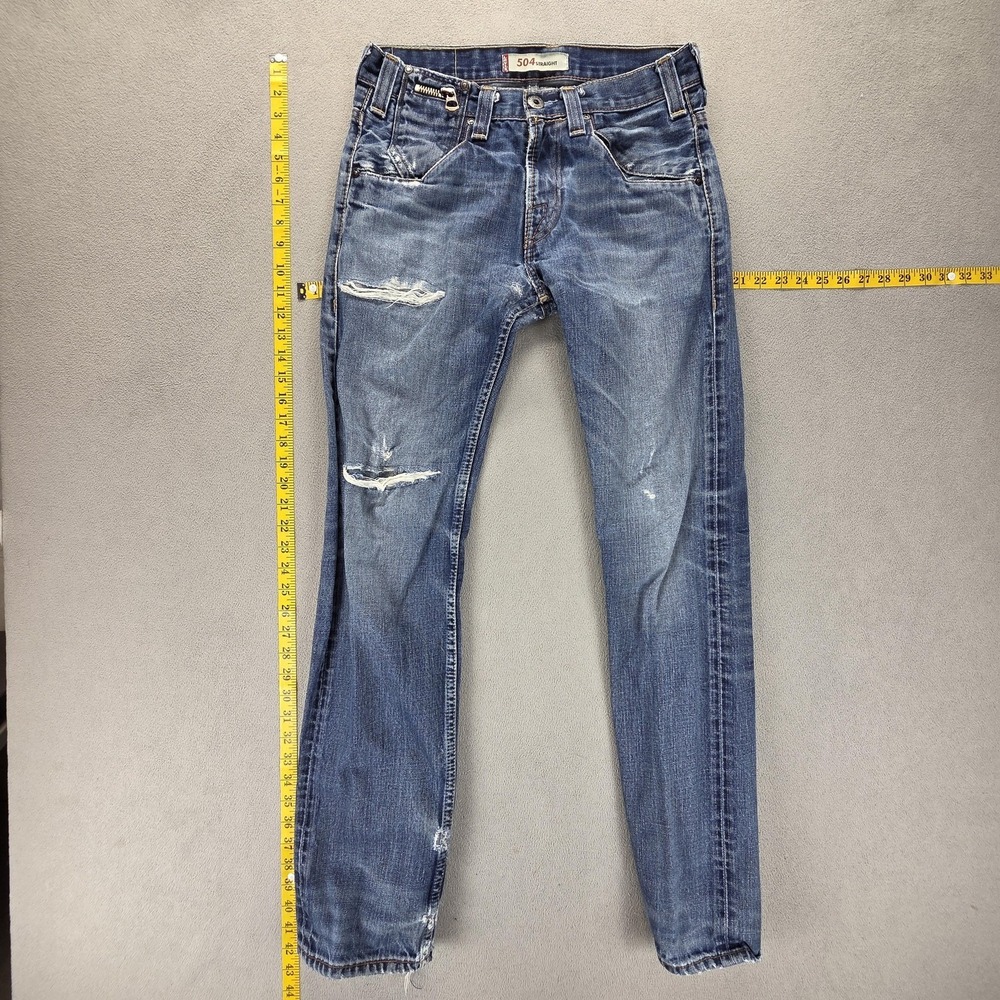 Vintage Levis Engineered Jeans Mens 30x34 Blue 504 Straight Thrashed Honeycomb